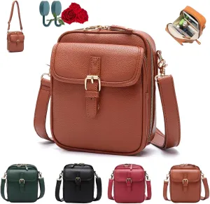 Collaboraten1 Crossbody Leather Bag, Collaborateam Urvashi Cross Body Bag, Vintage Anti Theft Purse Shoulder Bags for Women (Brown)