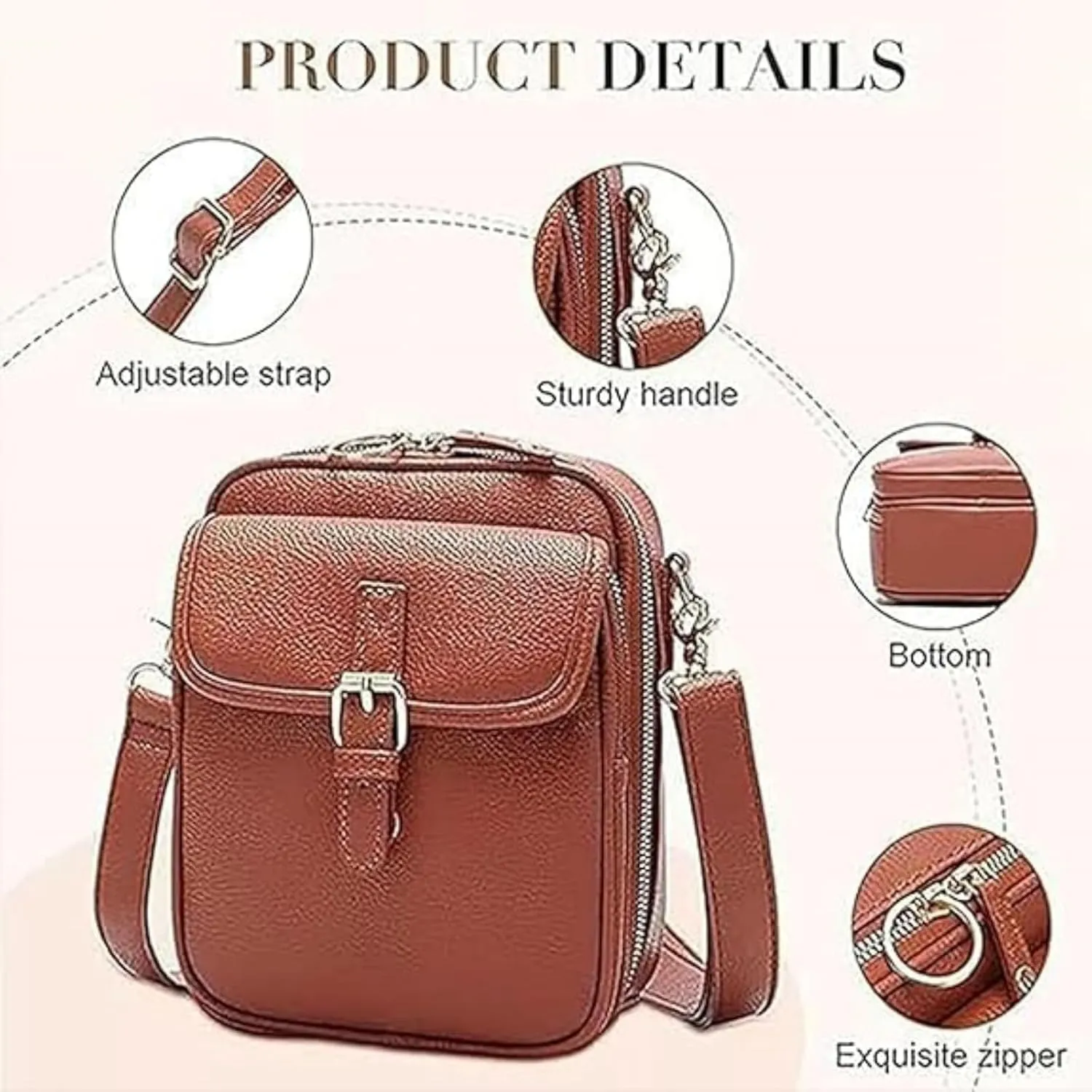Collaboraten1 Crossbody Leather Bag, Shoulder Bags for Travel, Crossbody Bag, Vintage Layer Mini