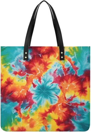 Color Tie Dye Large Leather Handbags Women Fashion Handbag Multifunctional Travel Bag It Is A Great Gift for Mothers, Teachers, Friends, Bridesmaids