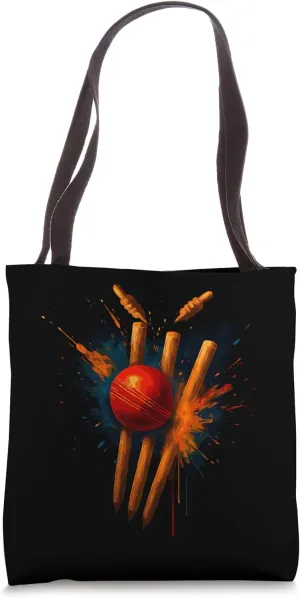 Colorful Cricket Tie Dye Color Splash Into Stumps with Bails Tote Bag