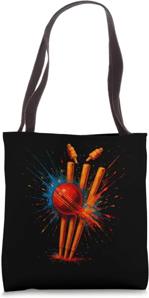 Colorful Cricket Tie Dye Color Splash Into Stumps with Bails Tote Bag