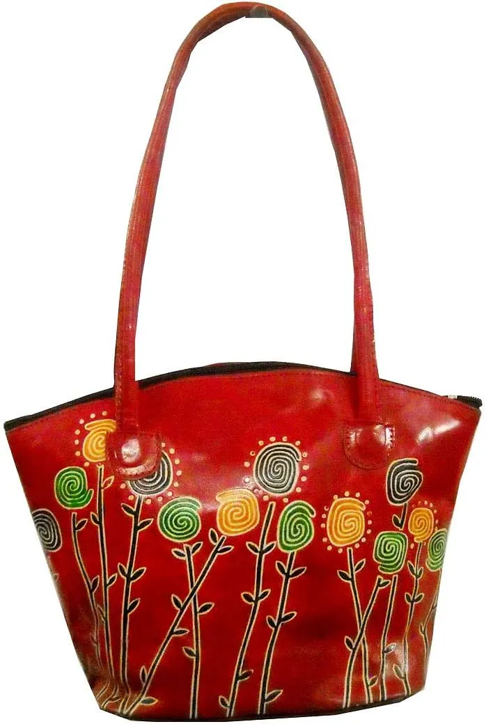Colorful Plants Design Hand Made Shantiniketan Bag