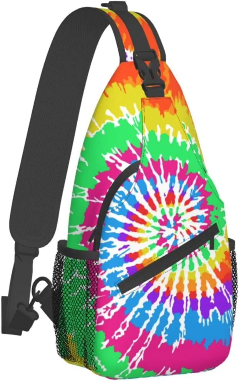 Colorful Rainbow Tie Dye Sling Backpack Chest Bag Crossbody Shoulder Bag Gym Cycling Travel Hiking Daypack For Men Women