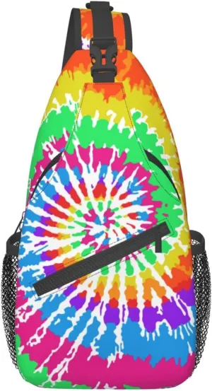 Colorful Rainbow Tie Dye Sling Backpack Chest Bag Crossbody Shoulder Bag Gym Cycling Travel Hiking Daypack For Men Women