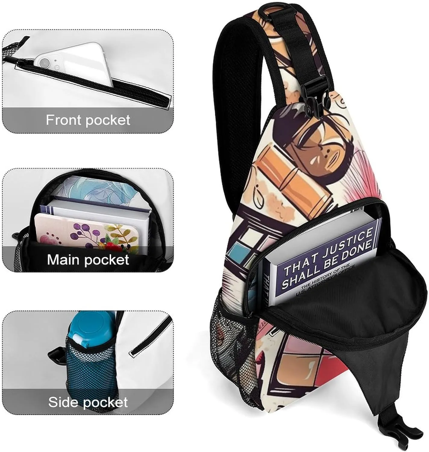 Colorful Tie Dye Crossbody Bag, Sling Bag, Sling Backpack, Belt Bags for Travel Outdoors Hiking