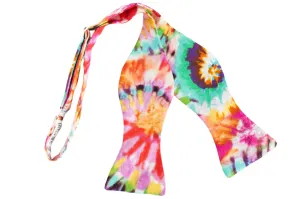 colorful tie dye self tie bow tie