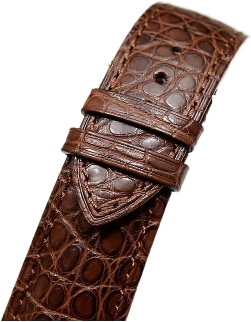 Compatible with Vacheron Constantin Watch Strap Crocodile Belt Men's Models 19mm 20mm 21mm 22mm(Brown Silver fold bk,19mm)