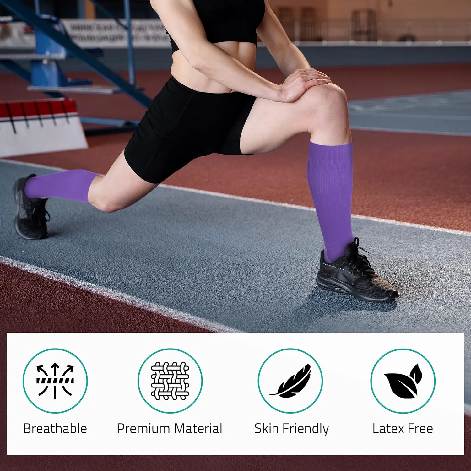 compression socks for Women and Men, 15-20 mmHg support Sock for All-Day Wear, Sports Performance circulator compression sock - Great For Running, active, sport, athletic. (Large, Lanvender)