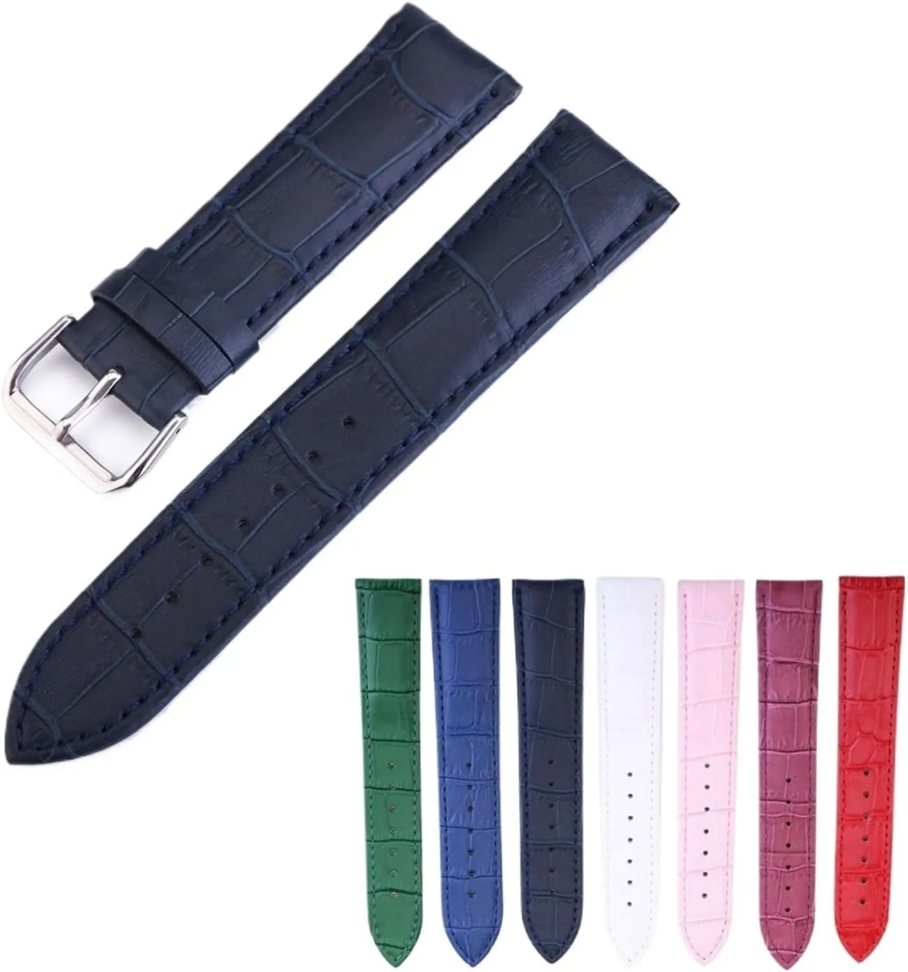 CongYi Colorful Genuine Leather Watchband Men Women 12 13 14 15 16 17 18 19 20 22 24mm Crocodile Pattern Waterproof Watch Strap Band