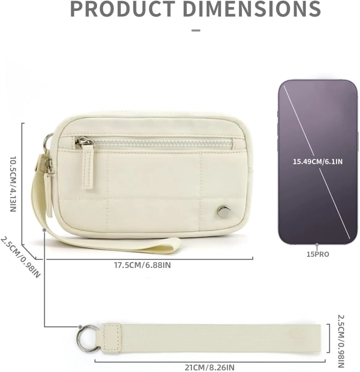 Convely Essential Wristlet - 2025 Wristlet Wallets for Women with 3 Zipper Purse Nylon Quilted Wallet Small Wallet Wristlet