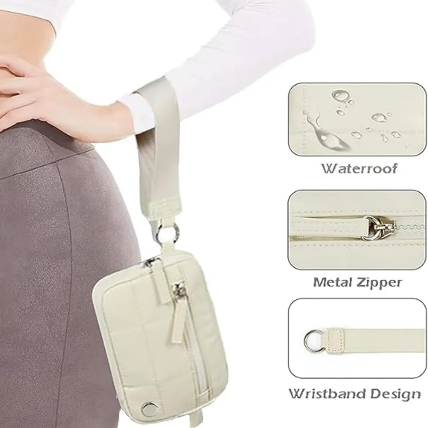 Convely Essential Wristlet - 2025 Wristlet Wallets for Women with 3 Zipper Purse Nylon Quilted Wallet Small Wallet Wristlet