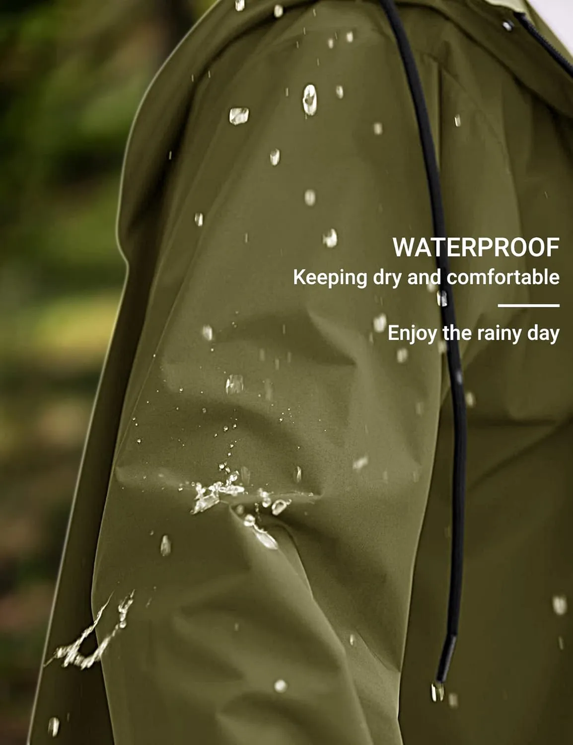 COOFANDY Men's Rain Jacket with Hood Waterproof Lightweight Active Long Raincoat