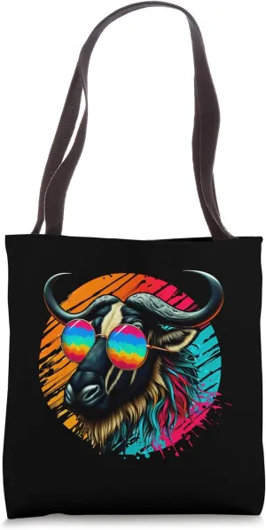 Cool Tie Dye Sunglasses Wildebeest Graphic Illustration Art Tote Bag