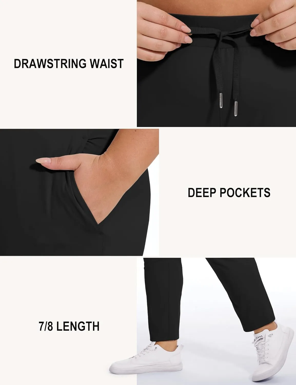 COOTRY Women's Plus Size Pants 7/8 Stretch Sweatpants Golf Athletic Travel Work Casual Joggers with Deep Pockets