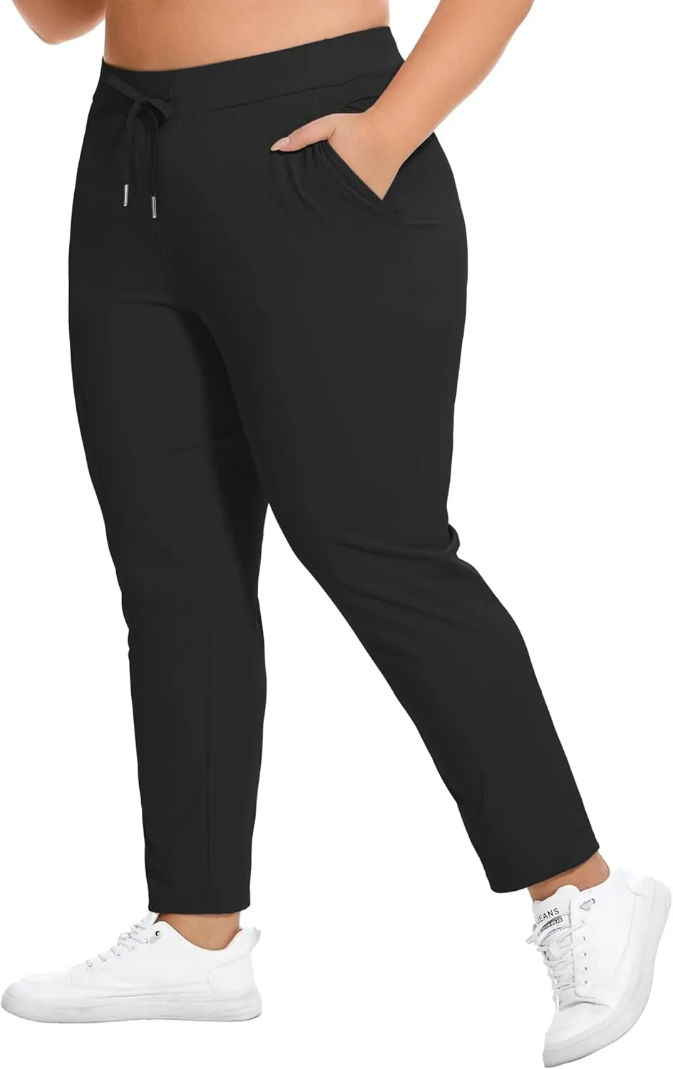 COOTRY Women's Plus Size Pants 7/8 Stretch Sweatpants Golf Athletic Travel Work Casual Joggers with Deep Pockets