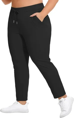 COOTRY Women's Plus Size Pants 7/8 Stretch Sweatpants Golf Athletic Travel Work Casual Joggers with Deep Pockets