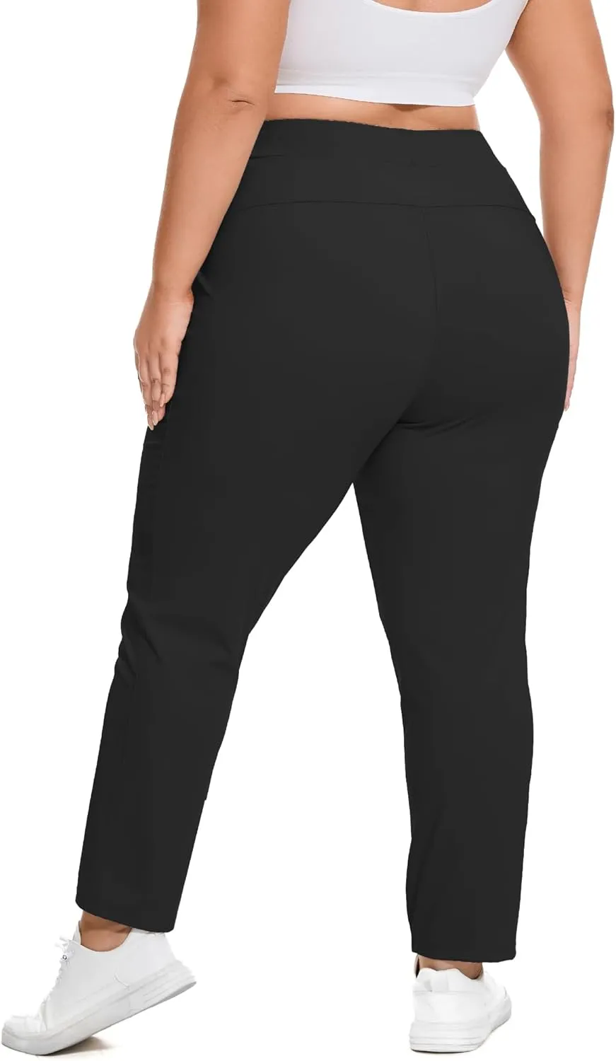 COOTRY Women's Plus Size Pants 7/8 Stretch Sweatpants Golf Athletic Travel Work Casual Joggers with Deep Pockets