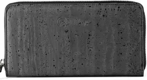 Cork RFID Long Wallet – Women’s Clutch - RFID Blocking - Vegan Leather – Cruelty Free – Eco Friendly - Black