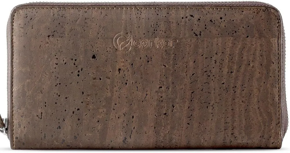 Cork RFID Long Wallet – Women’s Clutch - RFID Blocking - Vegan Leather – Cruelty Free – Eco Friendly - Brown