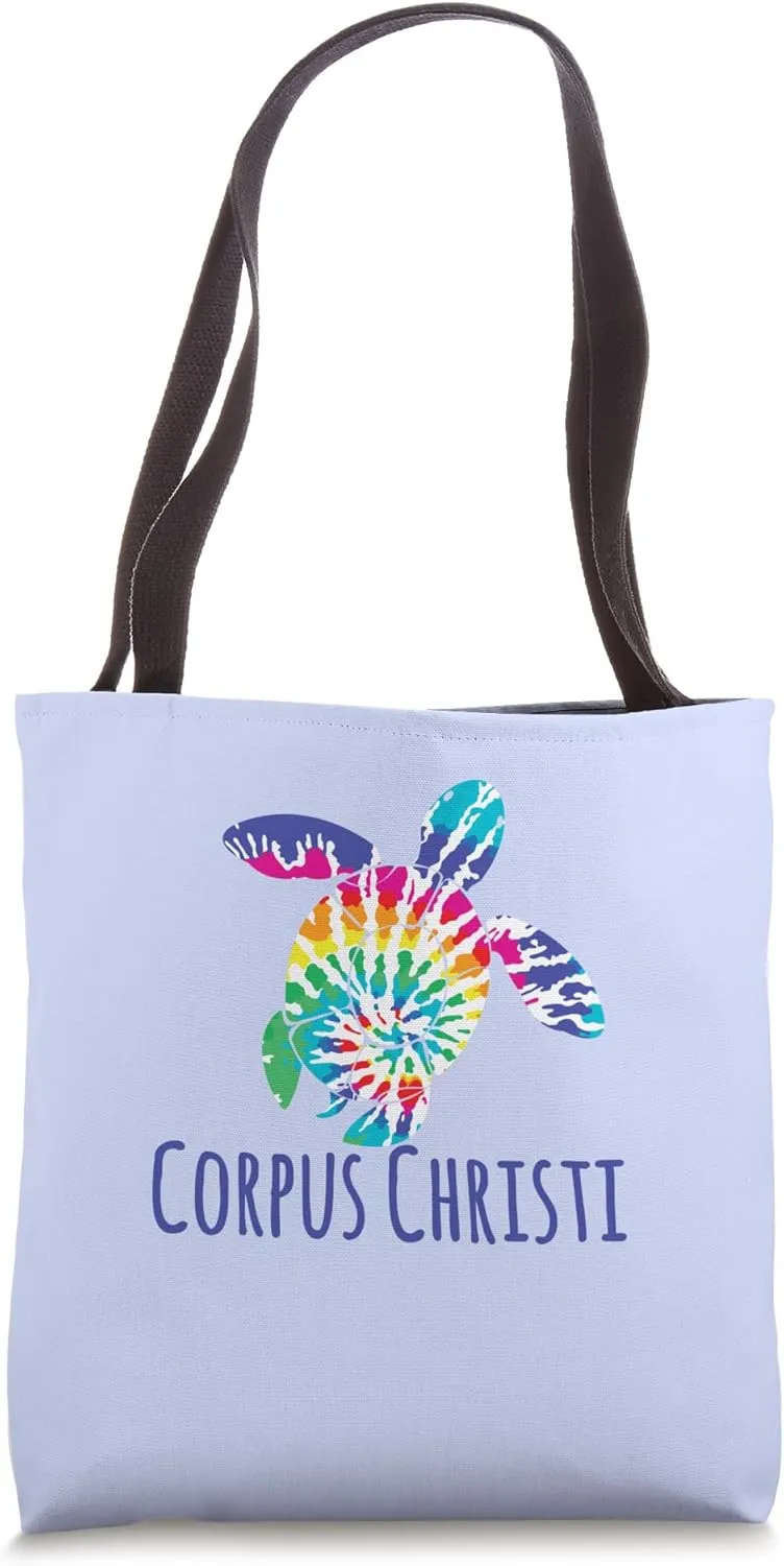 Corpus Christi Texas Beach Tie Dye Batik Loggerhead Turtle Tote Bag