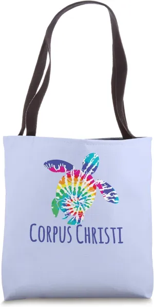 Corpus Christi Texas Beach Tie Dye Batik Loggerhead Turtle Tote Bag