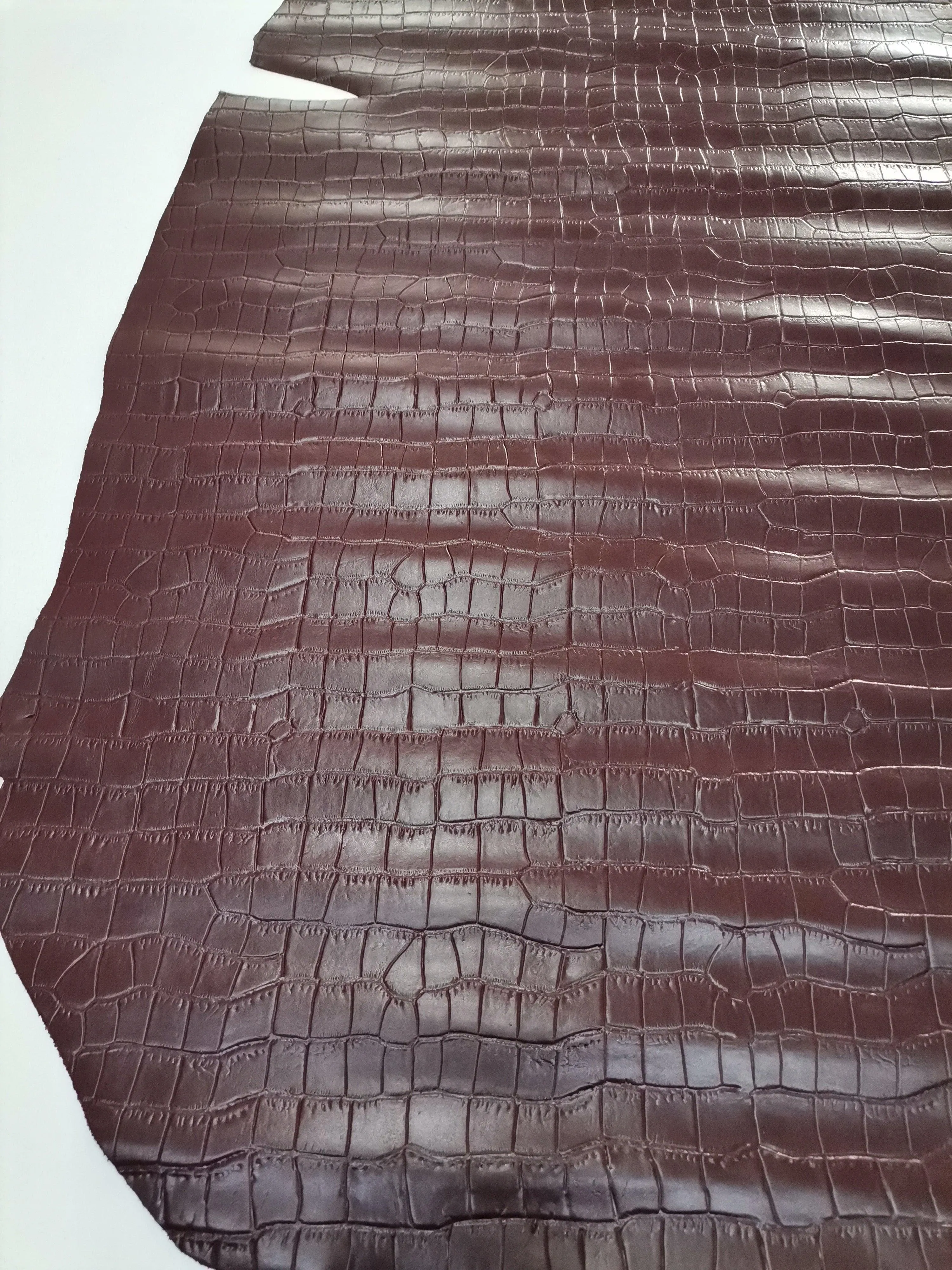 Cow leather embossed crocodile effect, genuine cow leather sheets printed crocodile, thickness 1,2mm(3 oz)