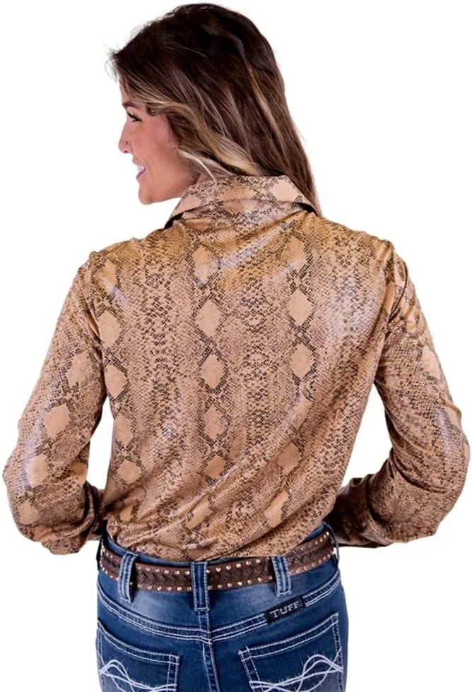 Cowgirl Tuff Western Shirt Womens Long Sleeve Snake Tan 100615