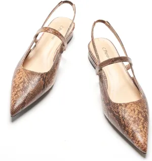 C.Paravano Women's Slingback Flats & Heels - Pointed Toe, Ankle Strap, Comfortable Leather Dress Shoes