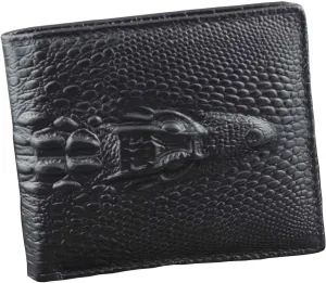 Crocodile Alligator Head Real Leather Men Bifold Slim Coin bill Wallet Purse