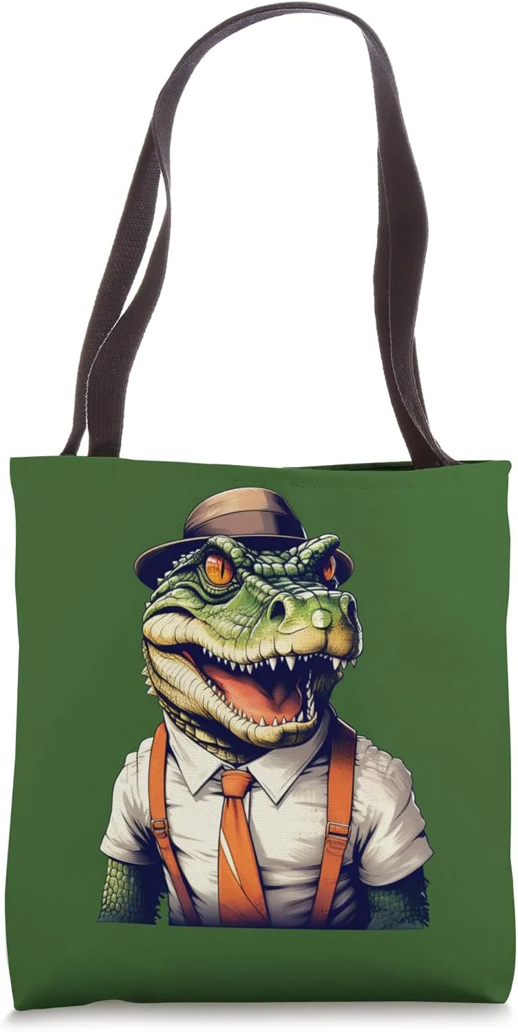 Crocodile Alligator in Cool Businessman Crook Costume Tote Bag