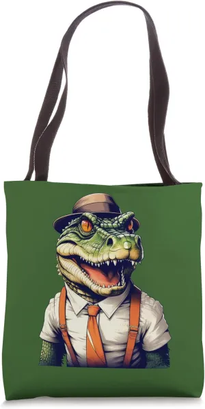 Crocodile Alligator in Cool Businessman Crook Costume Tote Bag