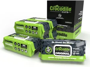 Crocodile Cloth Industrial Hand & Tool Cleaning Wipes - Heavy-Duty 10" x 15" Size Multi-Surface Cleaning Wipes, 100 Count Per Package. Water Based Solution with Extreme Cleaning Power. Safe on Skin.