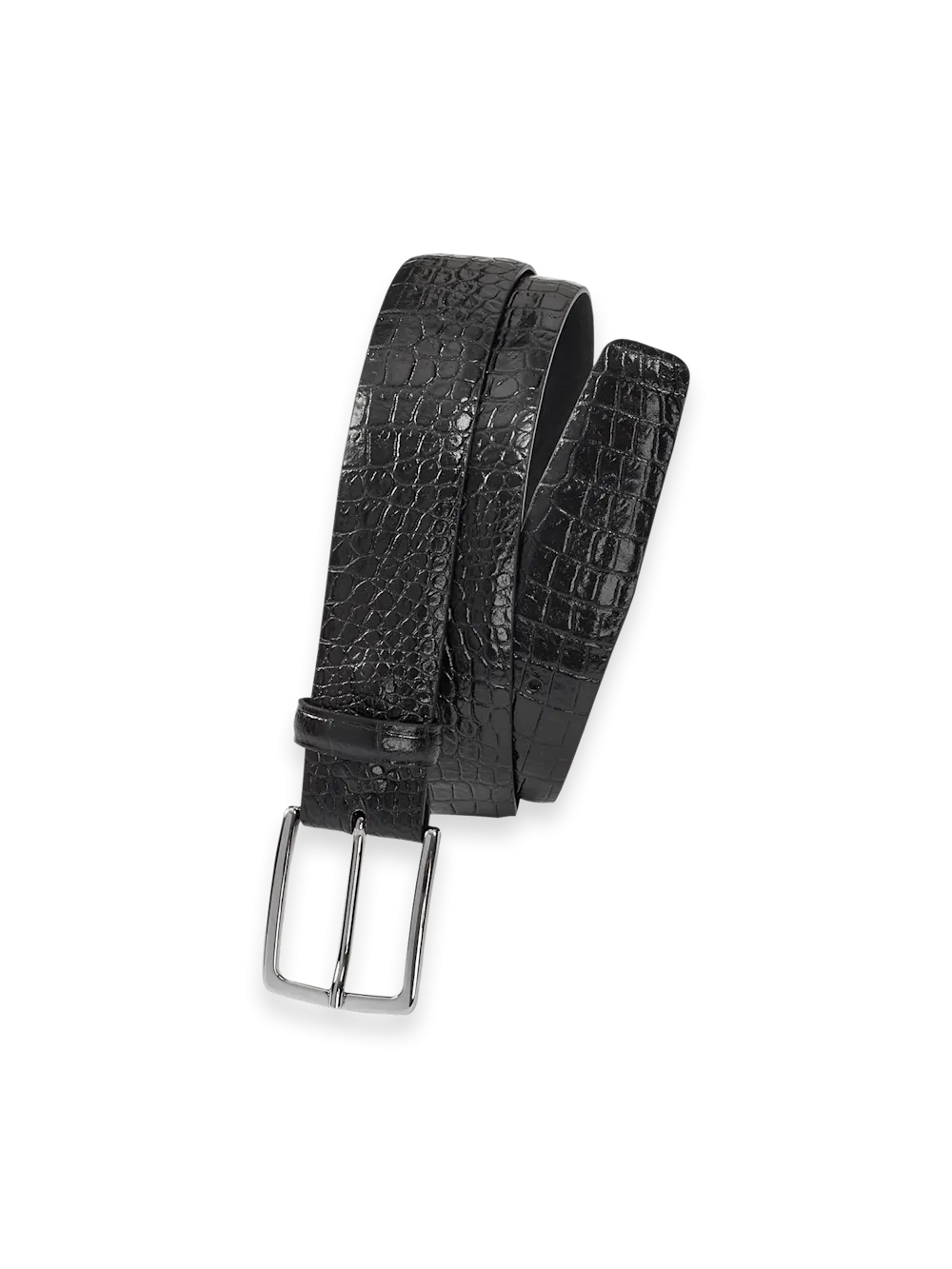 Crocodile Embossed with Changeable Buckle Belt - Black