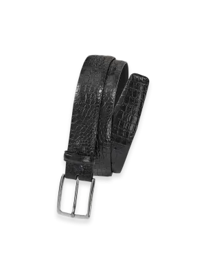Crocodile Embossed with Changeable Buckle Belt - Black