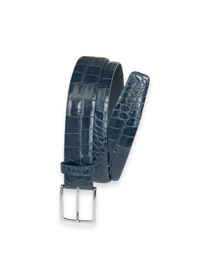 Crocodile Embossed with Changeable Buckle Belt - Blue