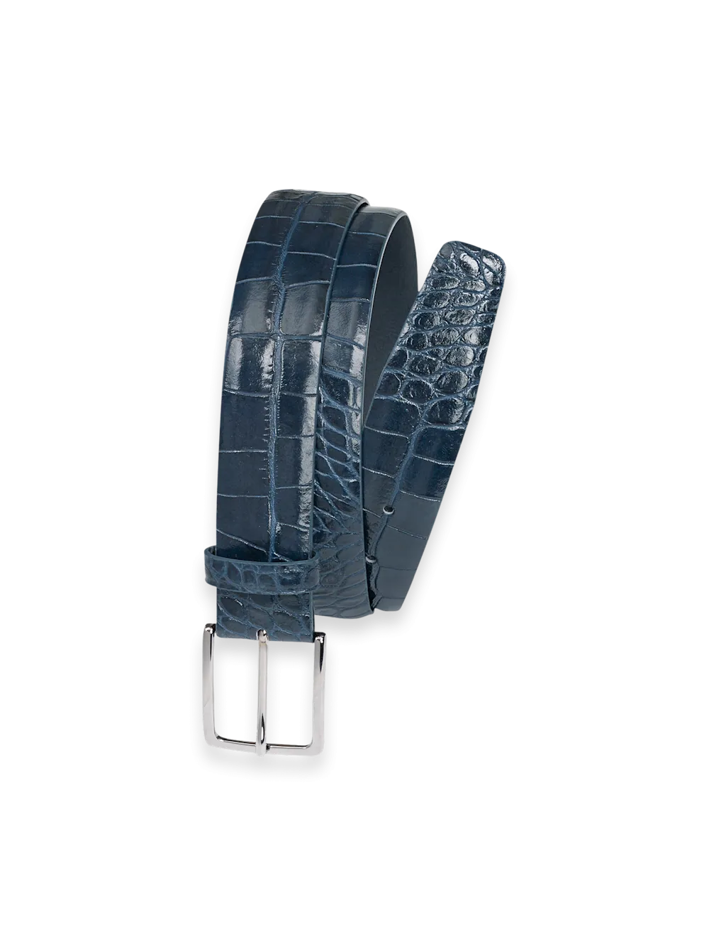 Crocodile Embossed with Changeable Buckle Belt - Blue