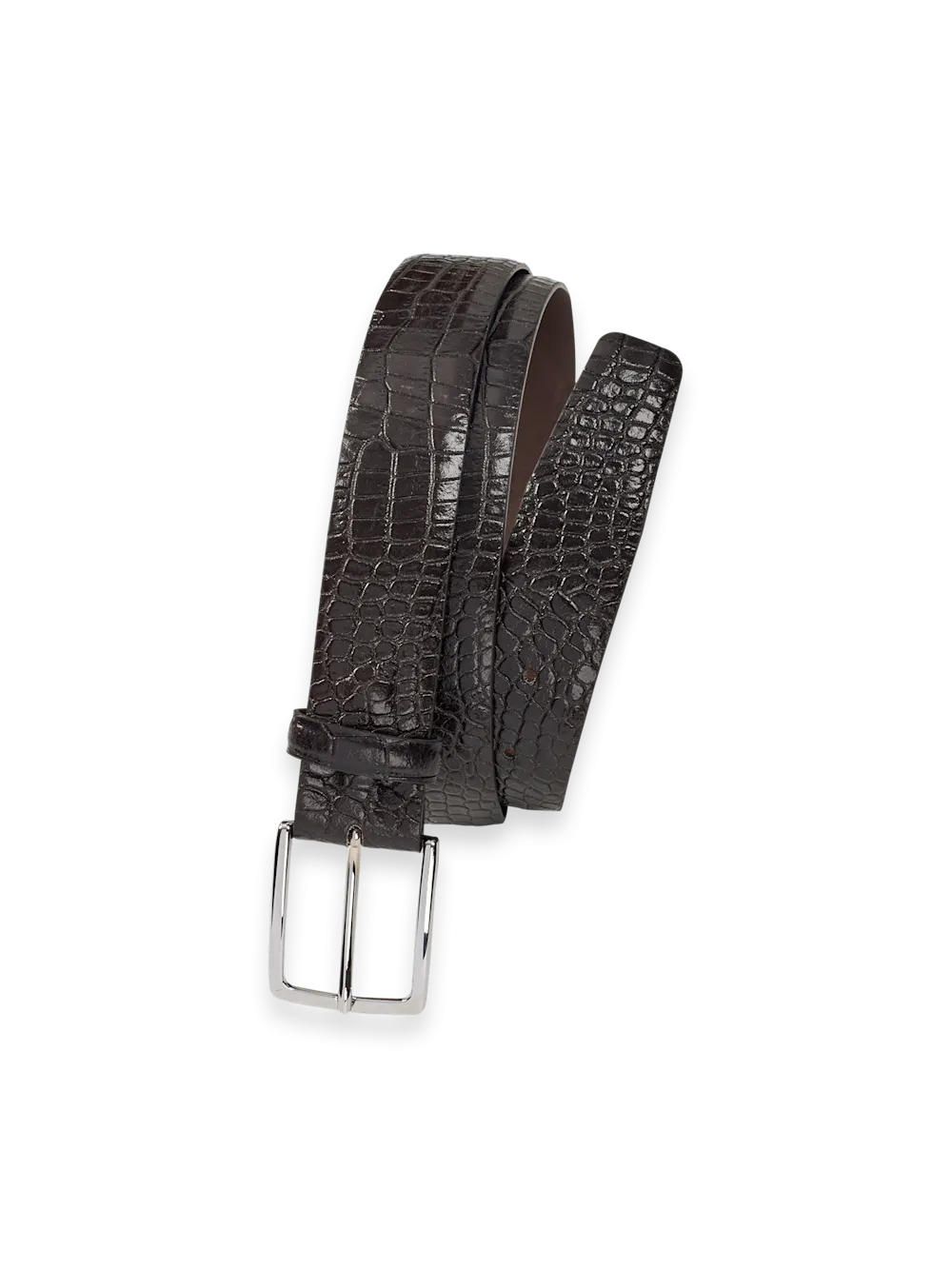 Crocodile Embossed with Changeable Buckle Belt - Brown