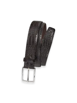 Crocodile Embossed with Changeable Buckle Belt - Brown
