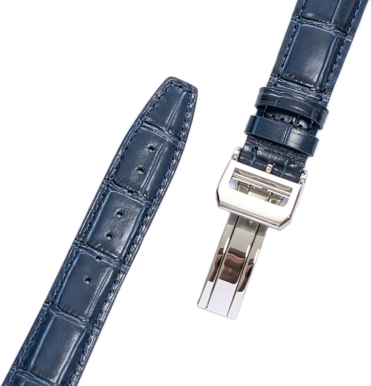 Crocodile Leather Straps For IWC Portuguese Watches, Croco Watch Band With Deployment Clasp For IWC Portofino Watches
