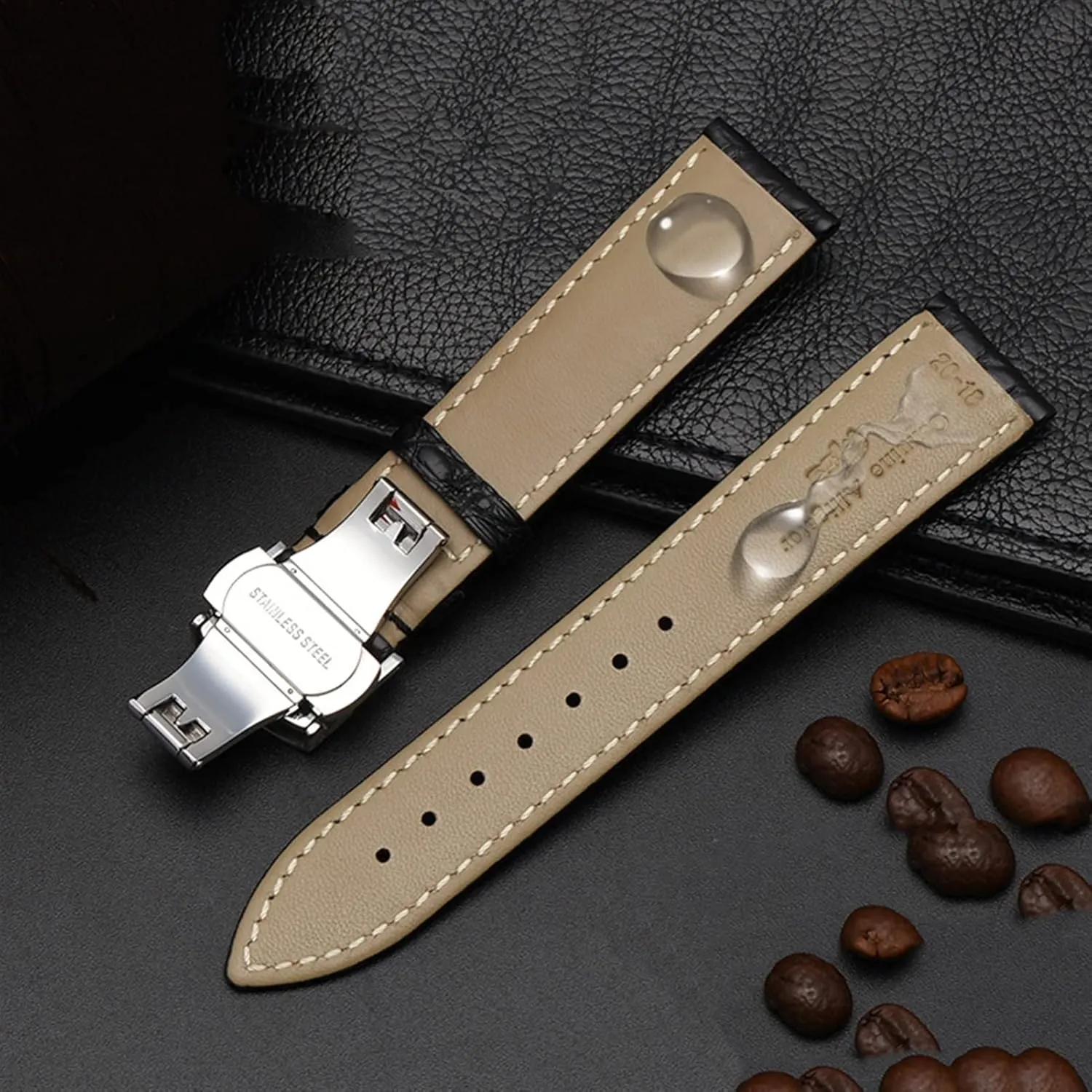 Crocodile leather watchband for any brand wristband 12 13 14 15mm straps with folding clasp