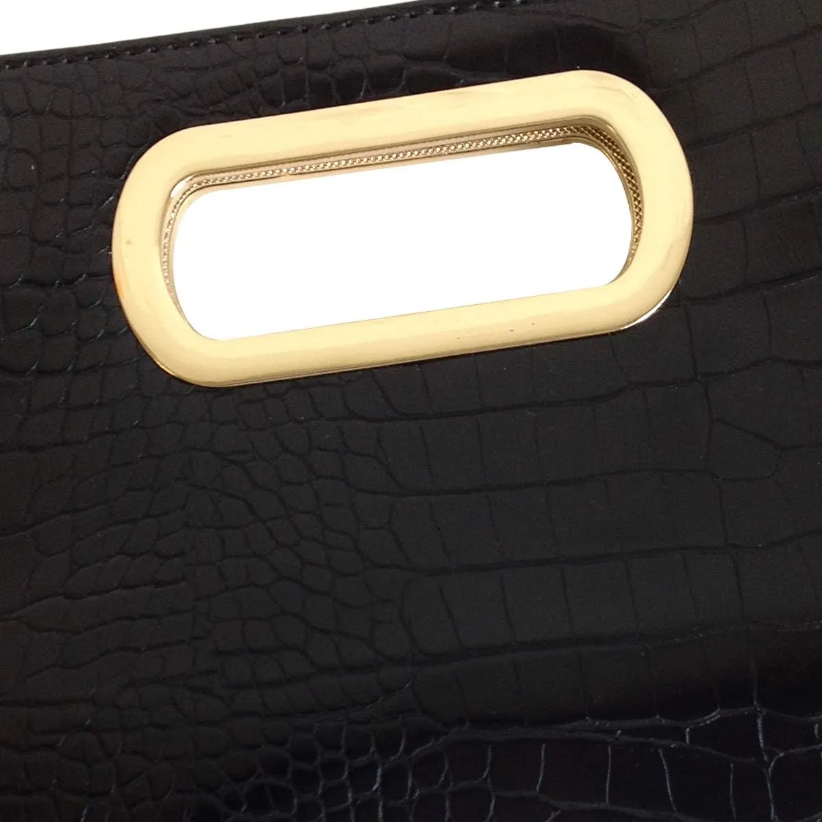 Crocodile Synthetic Leather Top Handle Clutch