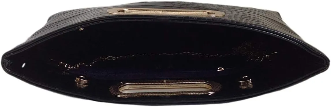 Crocodile Synthetic Leather Top Handle Clutch