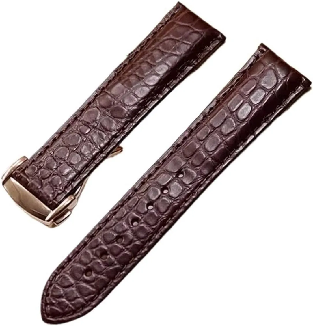 Crocodile Watchband Compatible with Rado Dia Master Coupole Series R22861165 R14129116 Watch Strap Men Women Bracelet 19mm(Black-Silver,20mm)