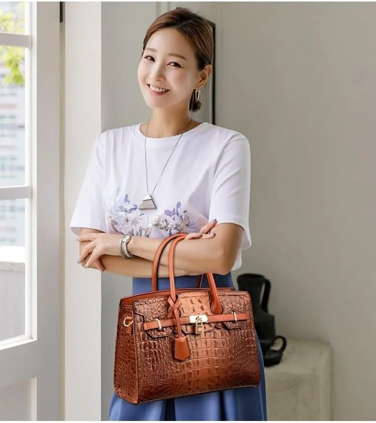 cross-body bag Crocodile Print Leather Handbag