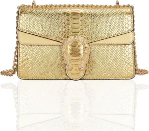 Crossbody Bag and Satchel Purse for Women Fashion Snake Print Chain Purse Luxury Shoulder Tote Bags PU Leather HandBag
