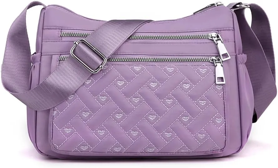 Crossbody Bag for Women Shoulder Handbag Nylon Multi-Pocket Bags Lightweight Work Travel Messenger Bag