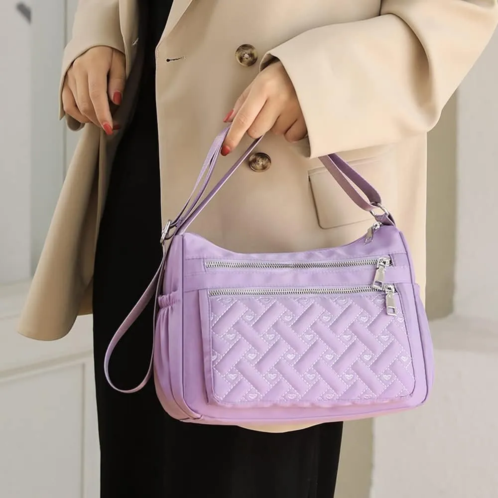 Crossbody Bag for Women Shoulder Handbag Nylon Multi-Pocket Bags Lightweight Work Travel Messenger Bag