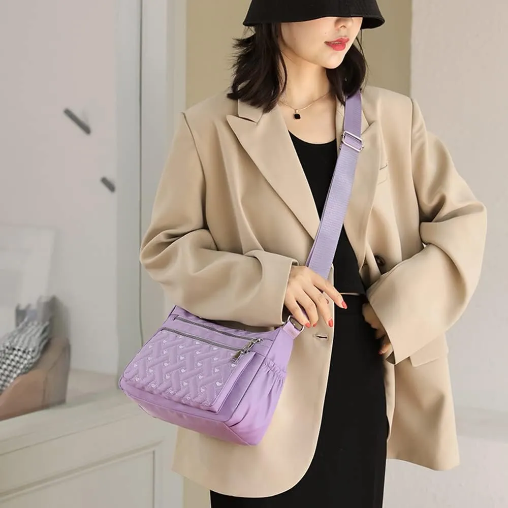 Crossbody Bag for Women Shoulder Handbag Nylon Multi-Pocket Bags Lightweight Work Travel Messenger Bag