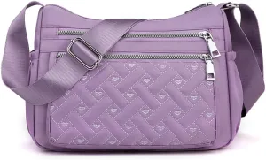 Crossbody Bag for Women Shoulder Handbag Nylon Multi-Pocket Bags Lightweight Work Travel Messenger Bag