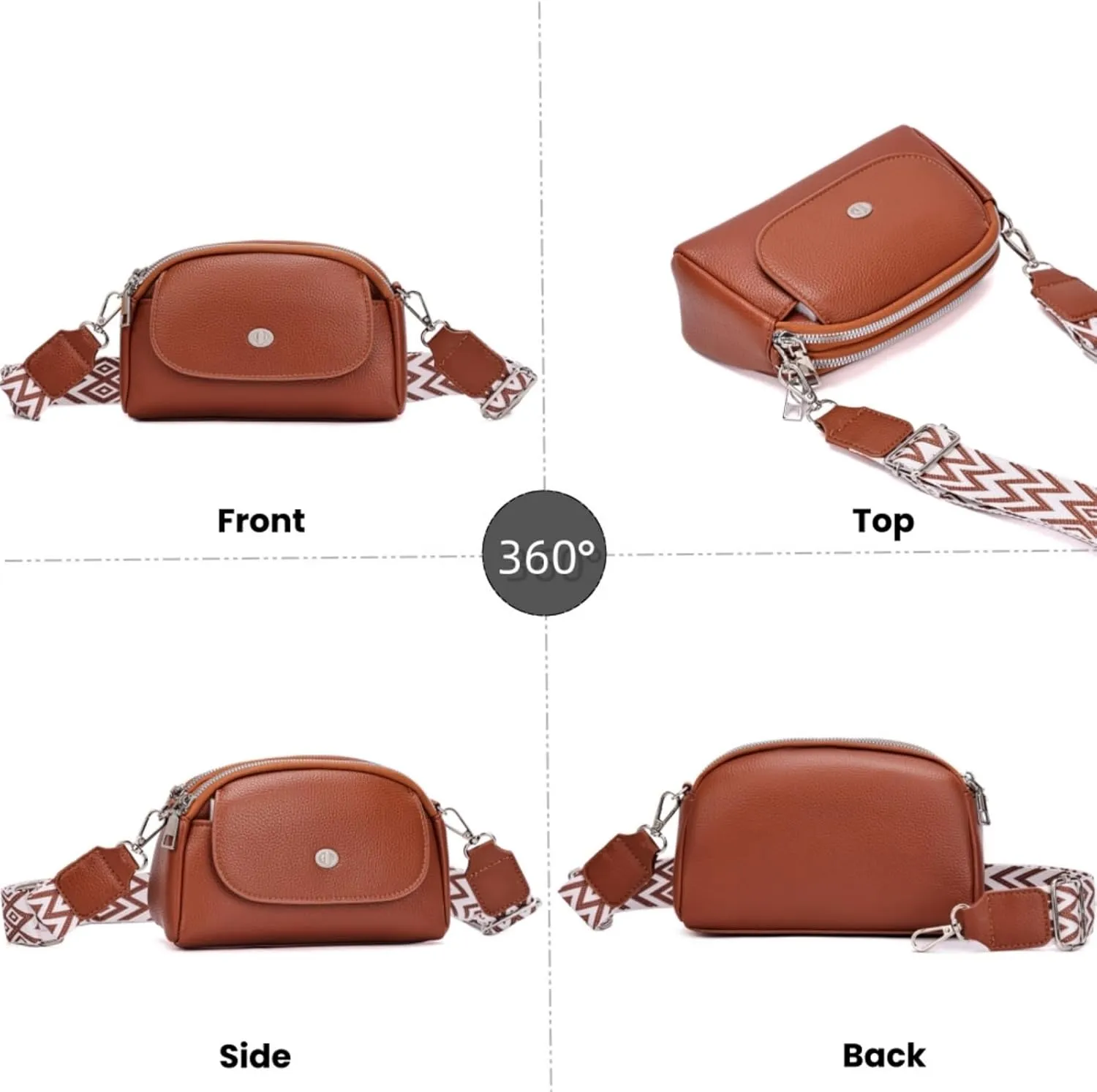 Crossbody Bags for Women, Vegan Leather Crossbody Purses with Wide Strap